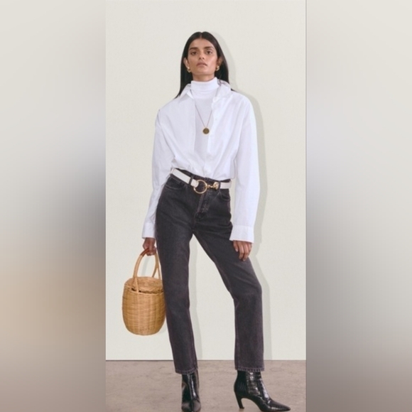 Everlane Curvy 90s Cheeky Straight Jean Size 25 Cropped Organic Gray Button Fly - Picture 12 of 13